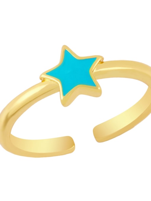 CC Brass Enamel Star Minimalist Band Ring 2