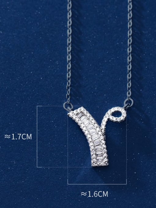 letter Y 925 Sterling Silver Simple Fashion full diamond letters pendant  Necklace