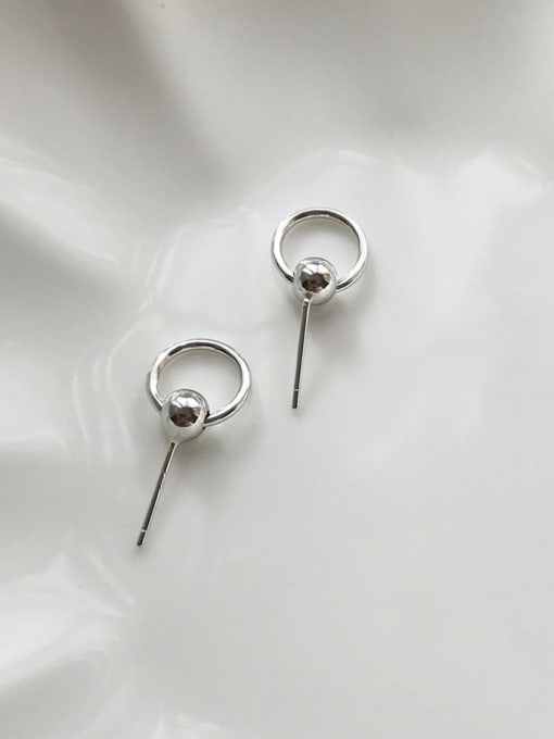 Boomer Cat 925 Sterling Silver Round Minimalist Stud Earring 0