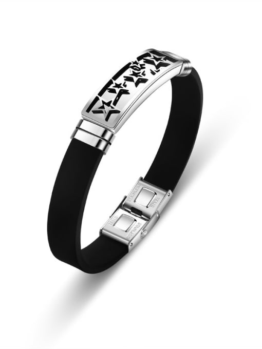 BSL Stainless steel Silicone Geometric Hip Hop Wristband Bracelet 0
