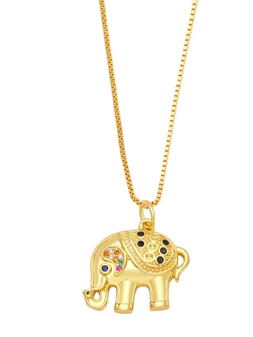 CC Brass Cubic Zirconia  Hip Hop Elephant Pendant Necklace 2