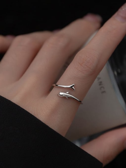 Rosh 925 Sterling Silver Dolphin Cute Band Ring 1