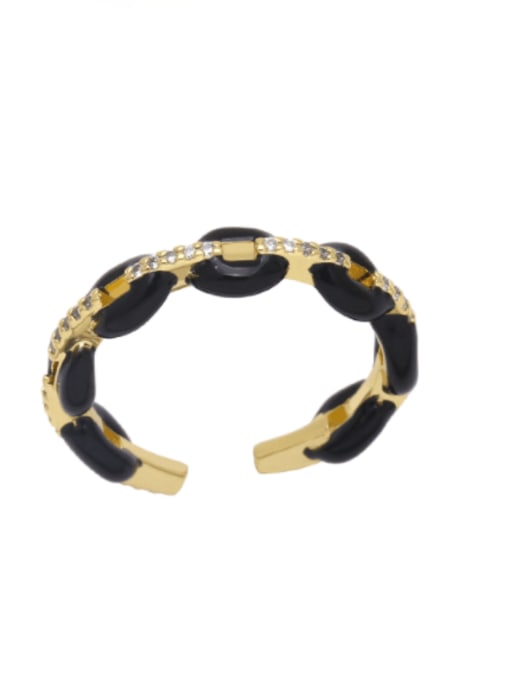 black Brass Enamel Geometric Minimalist Band Ring