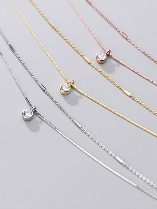 Rosh 925 Sterling Silver   Minimalist Fashion diamond double layer  Necklace 3