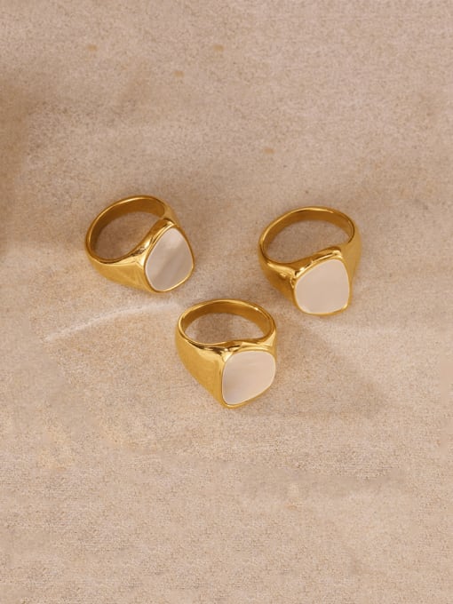 Open Sky Stainless steel Shell Geometric Minimalist Band Ring 0