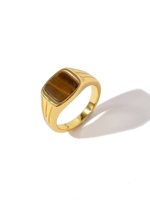 Golden brown Copper Square Minimalist Band Ring