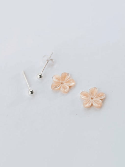 Rosh 925 Sterling Silver Shell Flower Cute Stud Earring 2
