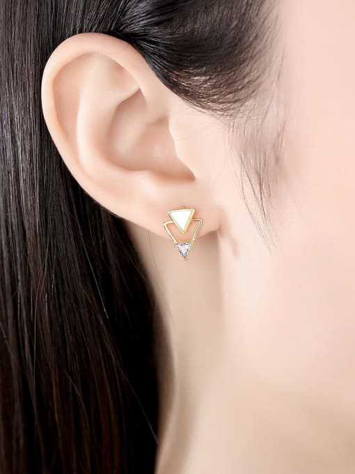 CCUI 925 Sterling Silver Shell Triangle Minimalist Stud Earring 1