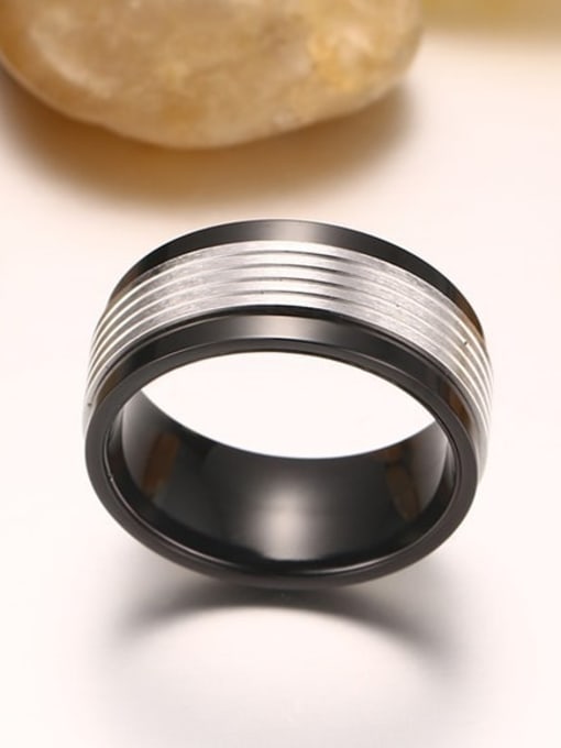 CONG Titanium Steel Round Vintage Band Ring 4