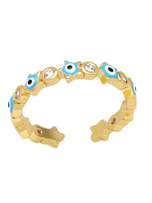Light blue Brass Enamel Evil Eye Vintage Band Ring