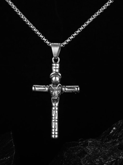 Open Sky Titanium Steel Cross Religious Hip Hop Necklace 1