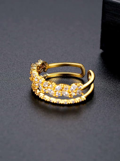 R21051308 18K gold Brass Rhinestone Geometric Minimalist Stackable Ring