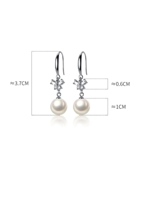 Rosh 925 Sterling Silver Imitation Pearl Ball Minimalist Drop Earring 4
