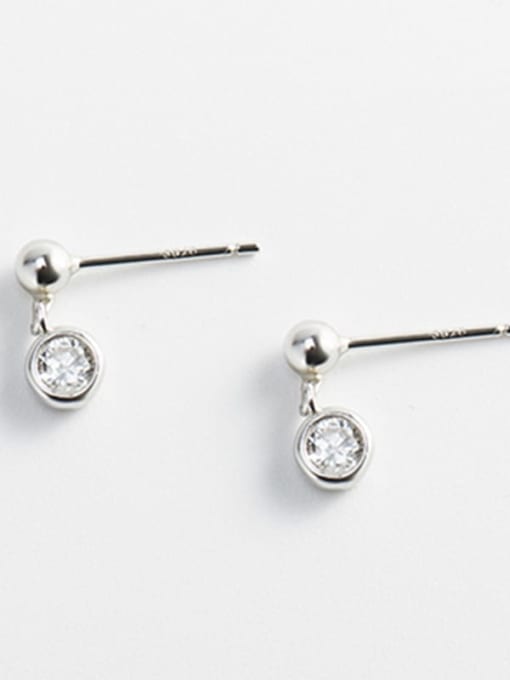 HY E0145 B 925 Sterling Silver Rhinestone Irregular Minimalist Stud Earring