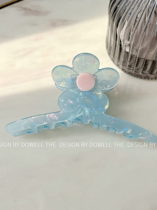 Sky blue grip 11cm Cellulose Acetate Trend Flower Alloy Jaw Hair Claw