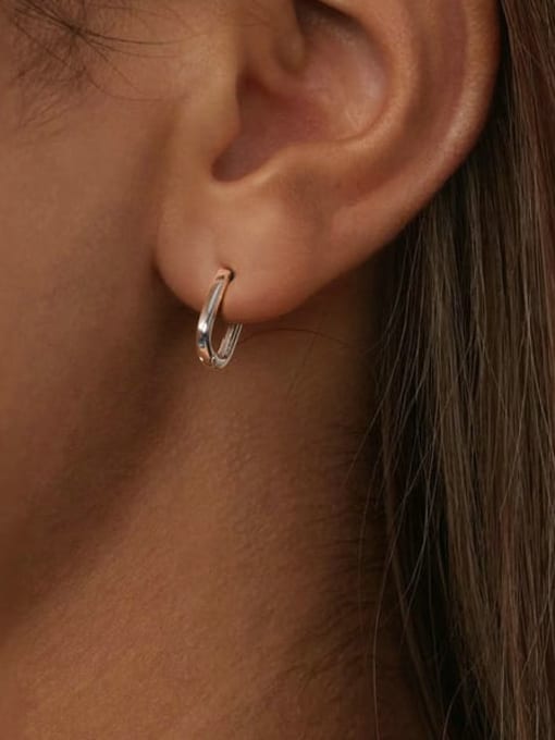 Jare 925 Sterling Silver Geometric Minimalist Huggie Earring 1