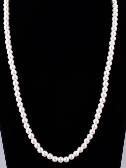 A TEEM Titanium Steel Imitation Pearl Round Minimalist Necklace 2