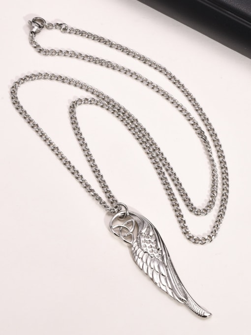 CONG Stainless steel Feather Hip Hop Necklace 1