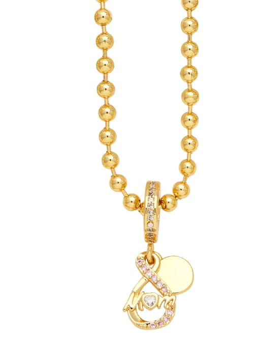 CC Brass Cubic Zirconia Letter Trend Beaded Necklace 2