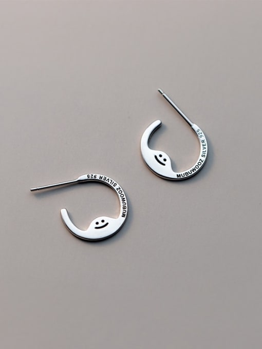 Rosh 925 Sterling Silver Smiley Minimalist Stud Earring 3