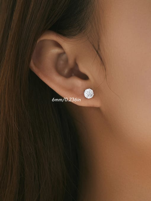MODN 925 Sterling Silver Cubic Zirconia Flower Dainty Stud Earring 1