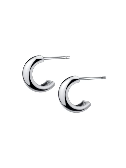 Silver 925 Sterling Silver Geometric Minimalist Stud Earring