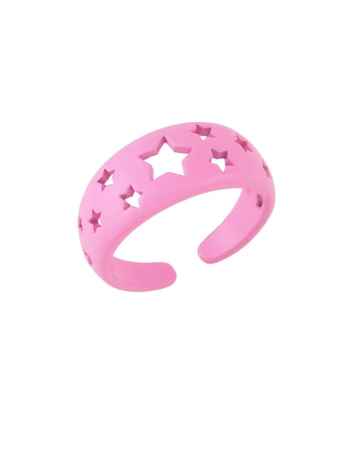pink Brass Star Hip Hop Band Ring