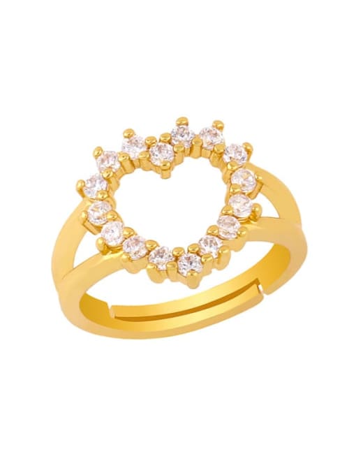 heart-shaped Brass Cubic Zirconia Heart Vintage Band Ring