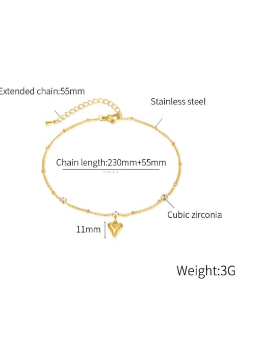 140 steel foot chain Titanium Steel Heart Minimalist  Anklet