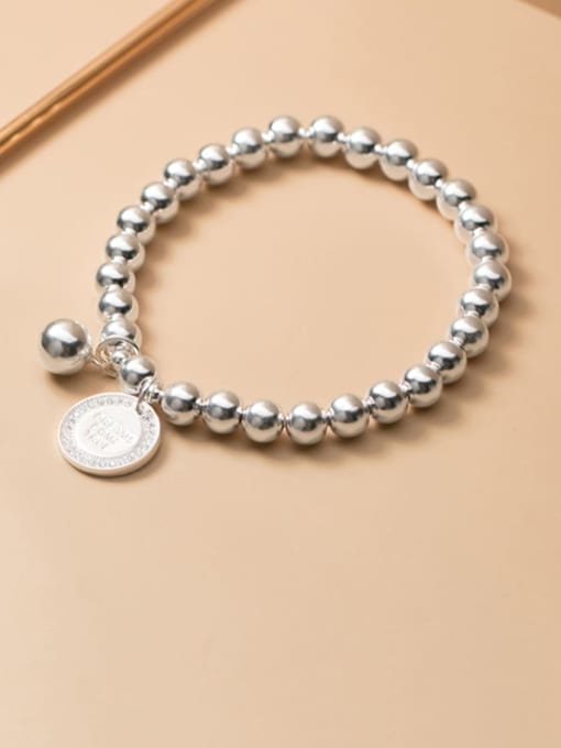 Rosh 925 Sterling Silver Round Minimalist Beaded Bracelet 0
