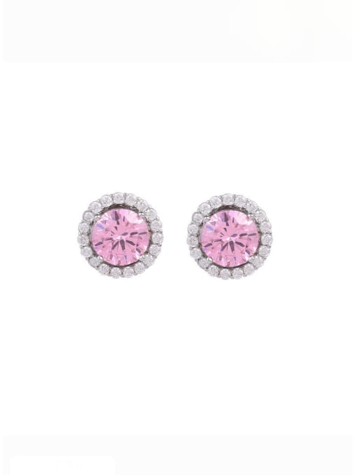 Pink Brass Cubic Zirconia Round Luxury Cluster Earring