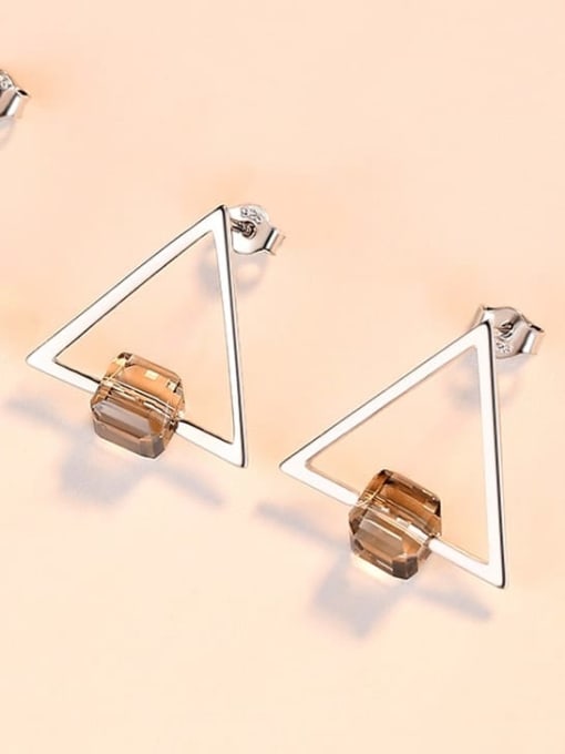 CCUI 925 Sterling Silver Cubic Zirconia Triangle Minimalist Stud Earring 3