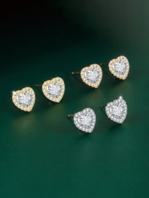 X&S Brass Cubic Zirconia Heart Luxury Cluster Earring