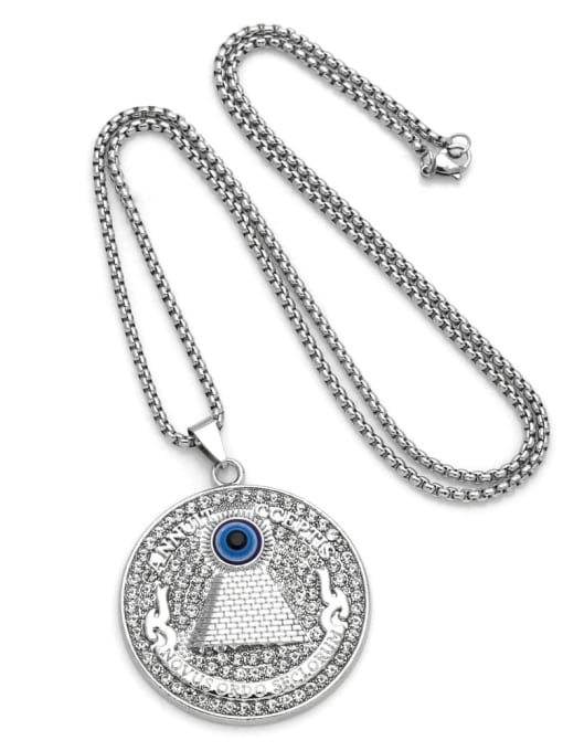 CC Stainless steel Chain Alloy Pendant  Cubic Zirconia Evil Eye Hip Hop Necklace 0