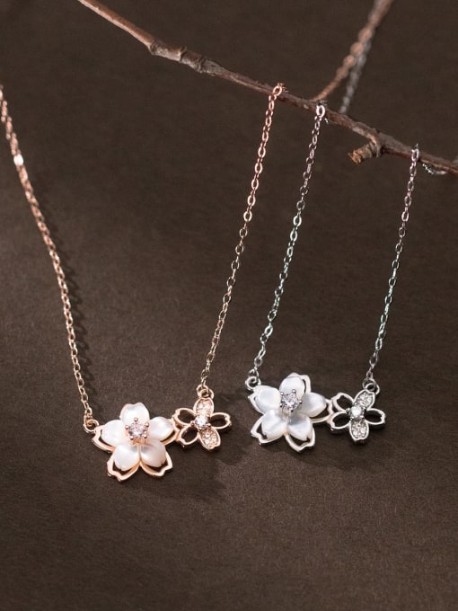 Rosh 925 Sterling Silver Shell Flower Minimalist Necklace 0