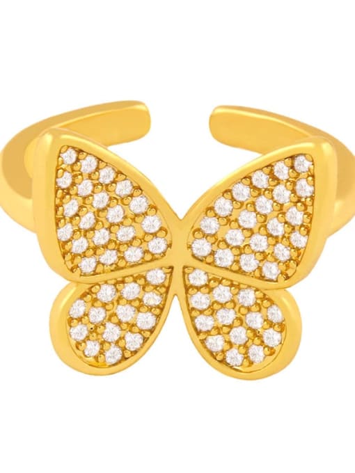 CC Brass Cubic Zirconia Butterfly Dainty Band Ring 2