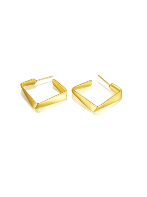 766 gold Brass Smooth Geometric Minimalist Stud Earring