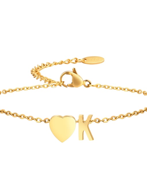 K letter Stainless steel Letter Minimalist Link Bracelet