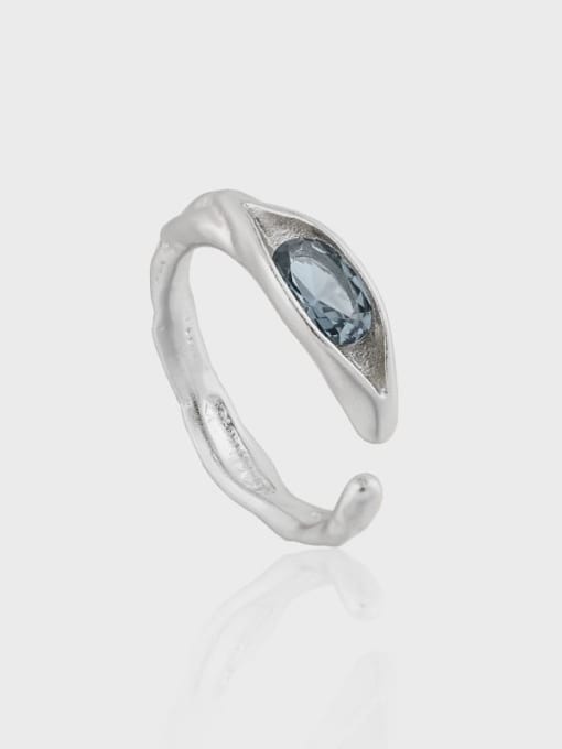 DAKA 925 Sterling Silver Cubic Zirconia Geometric Minimalist Band Ring 0