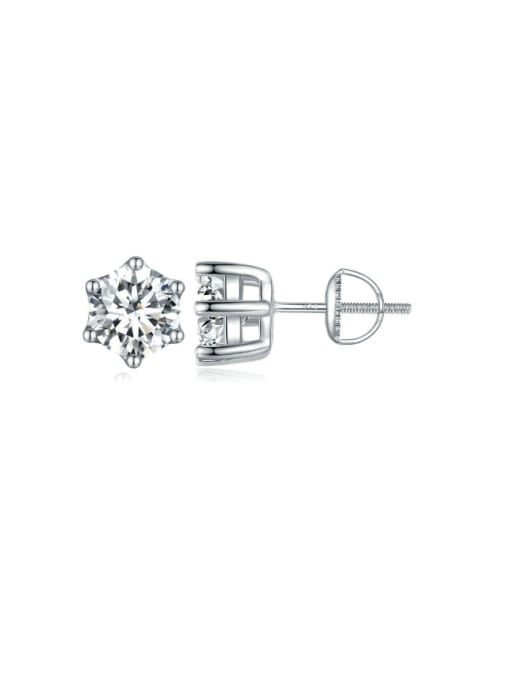Threaded ear plug 925 Sterling Silver Cubic Zirconia Hexagon Dainty Stud Earring