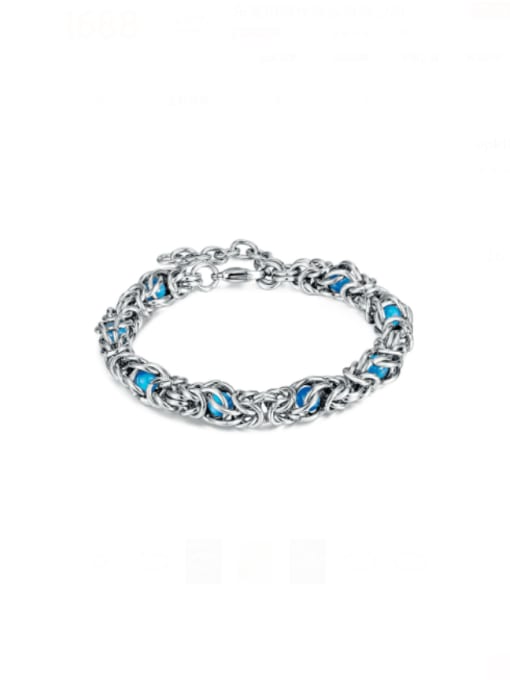 1332 steel bracelet light blue Stainless steel Geometric Hip Hop Link Bracelet