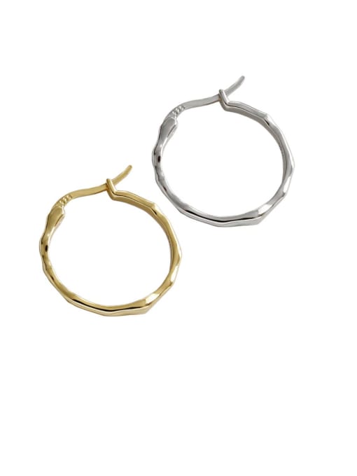 DAKA 925 Sterling Silver With Gold Plated Simplistic Irregular Hoop Earrings 4