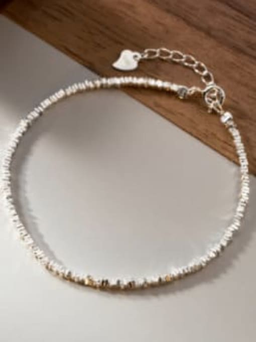 All Broken Silver Bracelet 925 Sterling Silver Imitation Pearl Irregular Minimalist Necklace