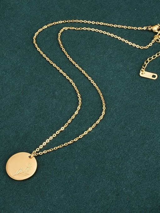 18K gold flower 1 Titanium Steel Round Minimalist Necklace