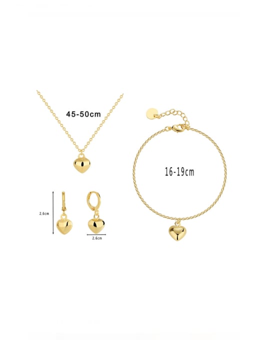 CHARME Brass Minimalist Heart  Earring Bangle And Necklace Set 1