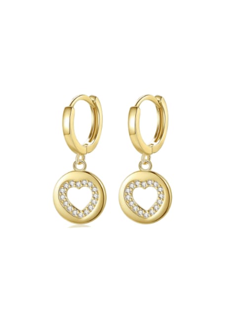 14K gold plated 925 Sterling Silver Cubic Zirconia Heart Minimalist Huggie Earring