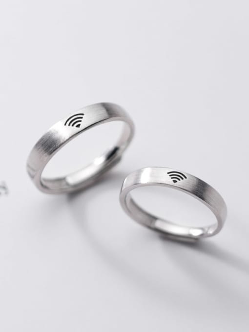 Rosh 925 Sterling Silver Irregular Minimalist WIFI Couple Ring 2