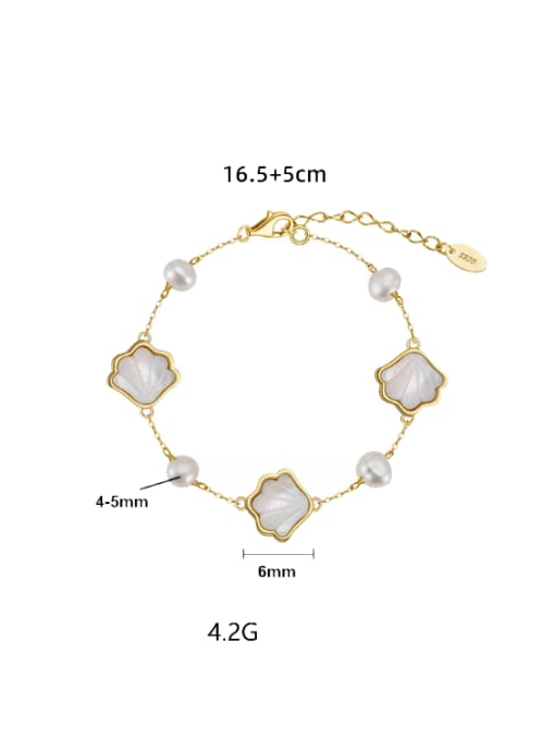 RINNTIN 925 Sterling Silver Shell Geometric Minimalist Link Bracelet 2