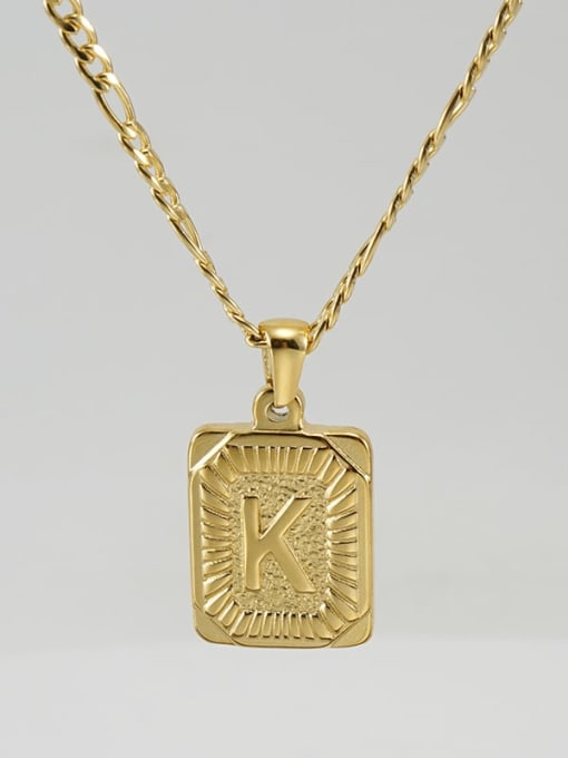 Gold K Titanium Steel Letter Hip Hop coin Necklace with 26 letters