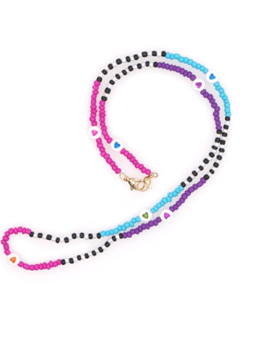 GZ N200008A Stainless steel Bead Multi Color Weave Bohemia Hand-woven Necklace